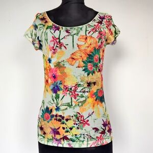 Entracte Paris Semi Sheer Mesh Floral Tee Shirt 2
